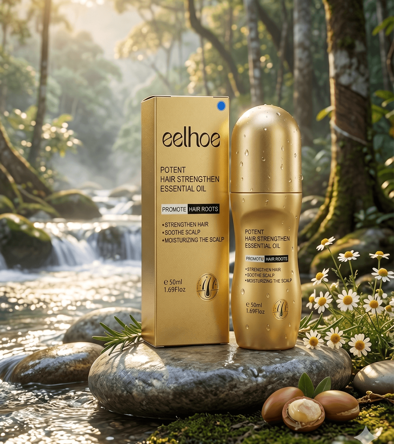 Eelhoe roll-on Vitamina B7, aceite de ricino. Extracto de café, extracto de ginseng, extracto de camelia.