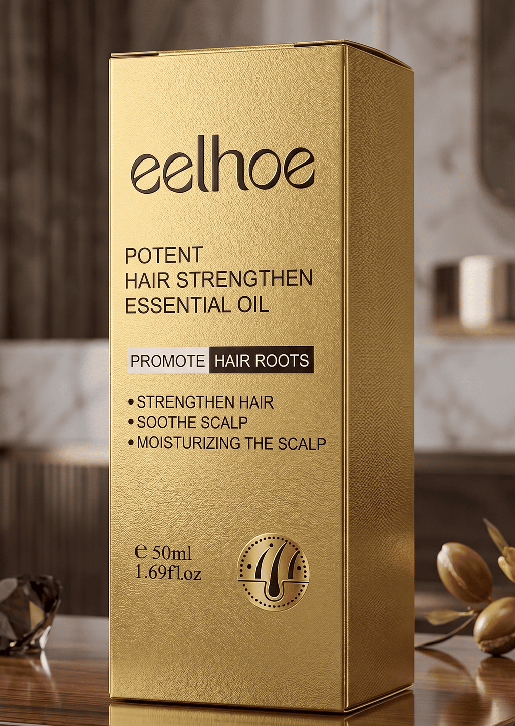 Eelhoe roll-on Vitamina B7, aceite de ricino. Extracto de café, extracto de ginseng, extracto de camelia.